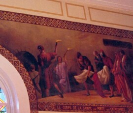 Le corps de la sainte est porté aux catacombes.
The Saint's body is taken to the catacombs.